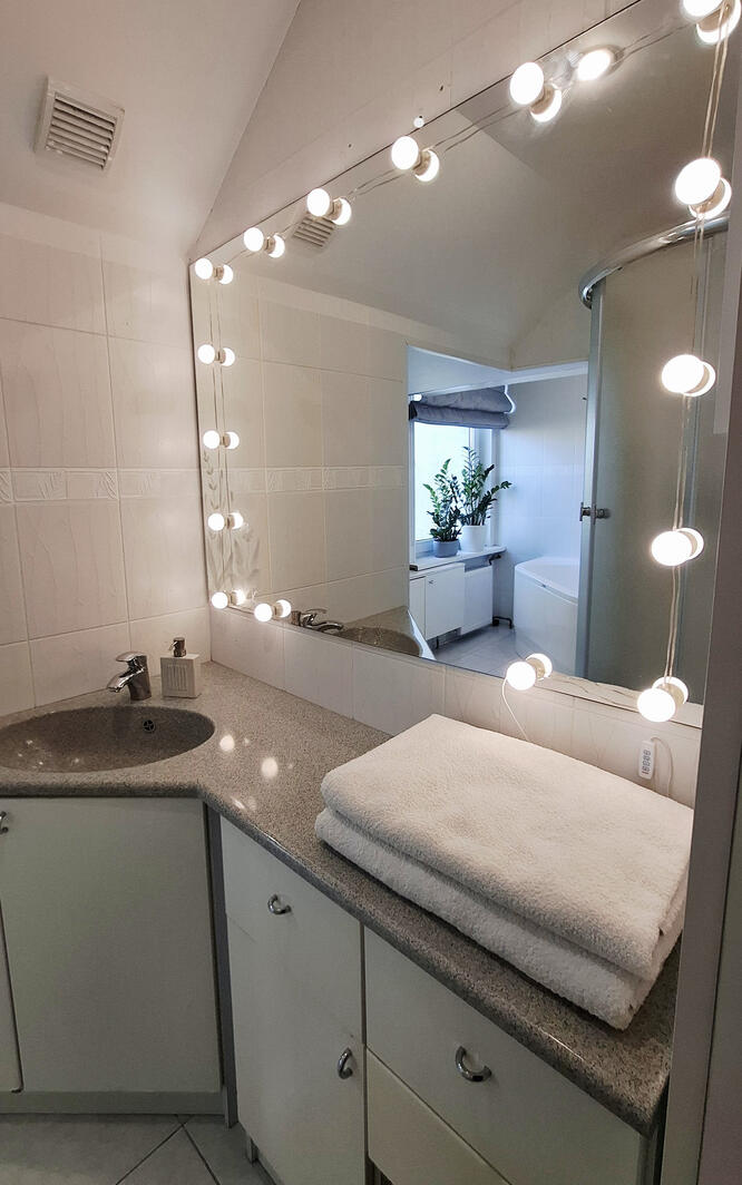 Bathroom with big mirror Feel like Hollywood star and get ready for the day!
